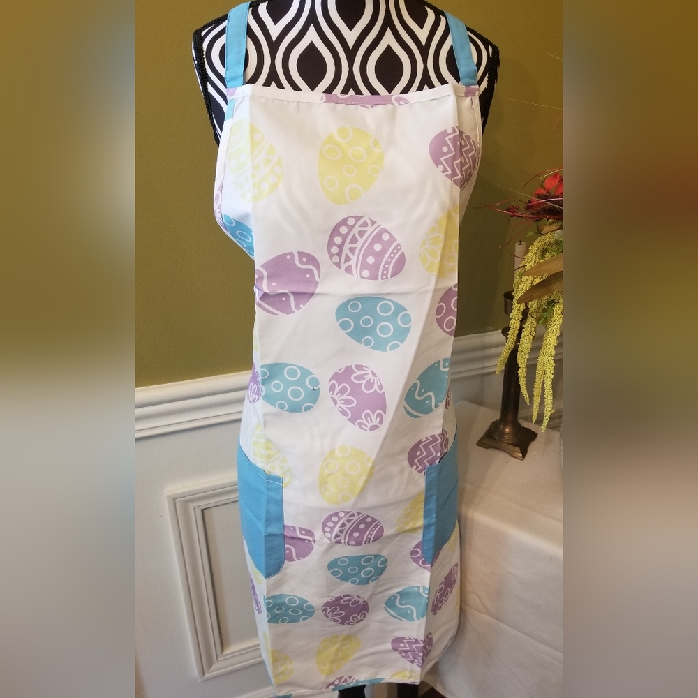 Easter Egg Kids Colored Spring Kitchen Apron Tie Back Side Pockets